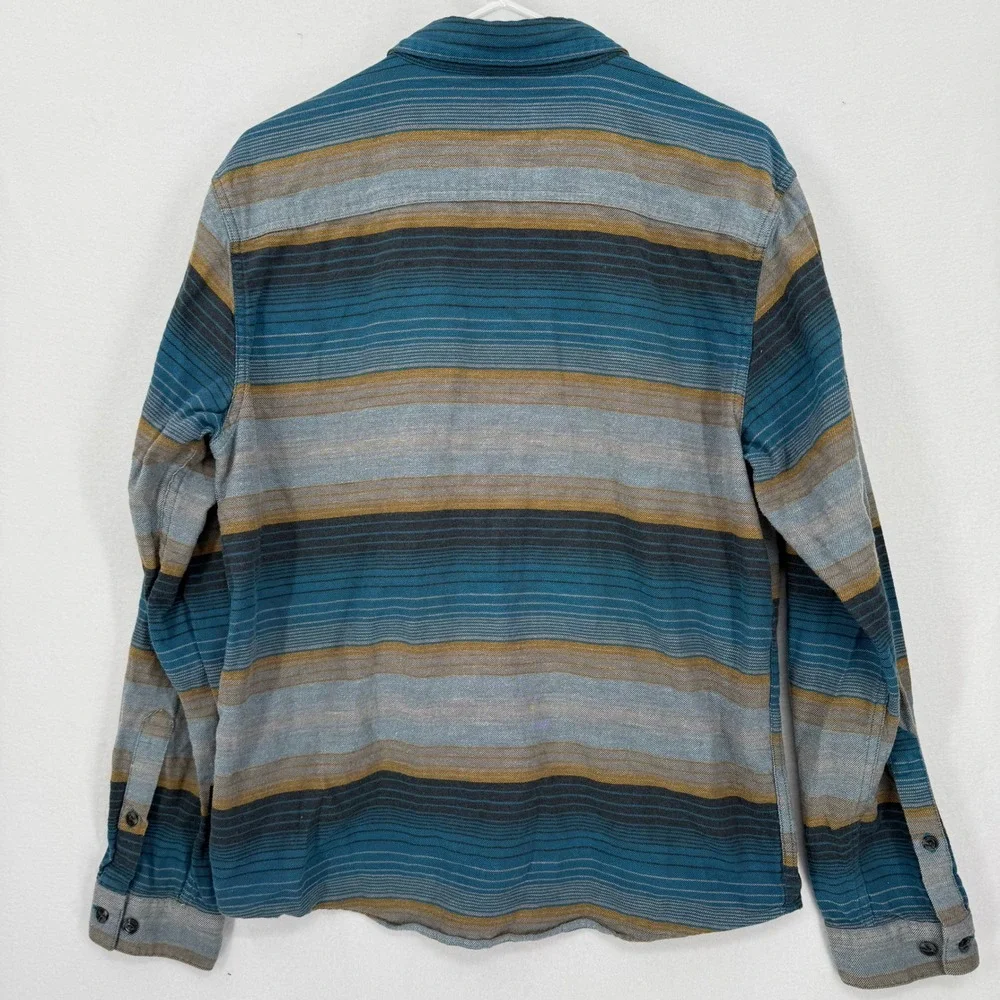 Patagonia Mens Fjord Flannel Shirt Blue Gray Stripe Organic Cotton STY54020 FA17